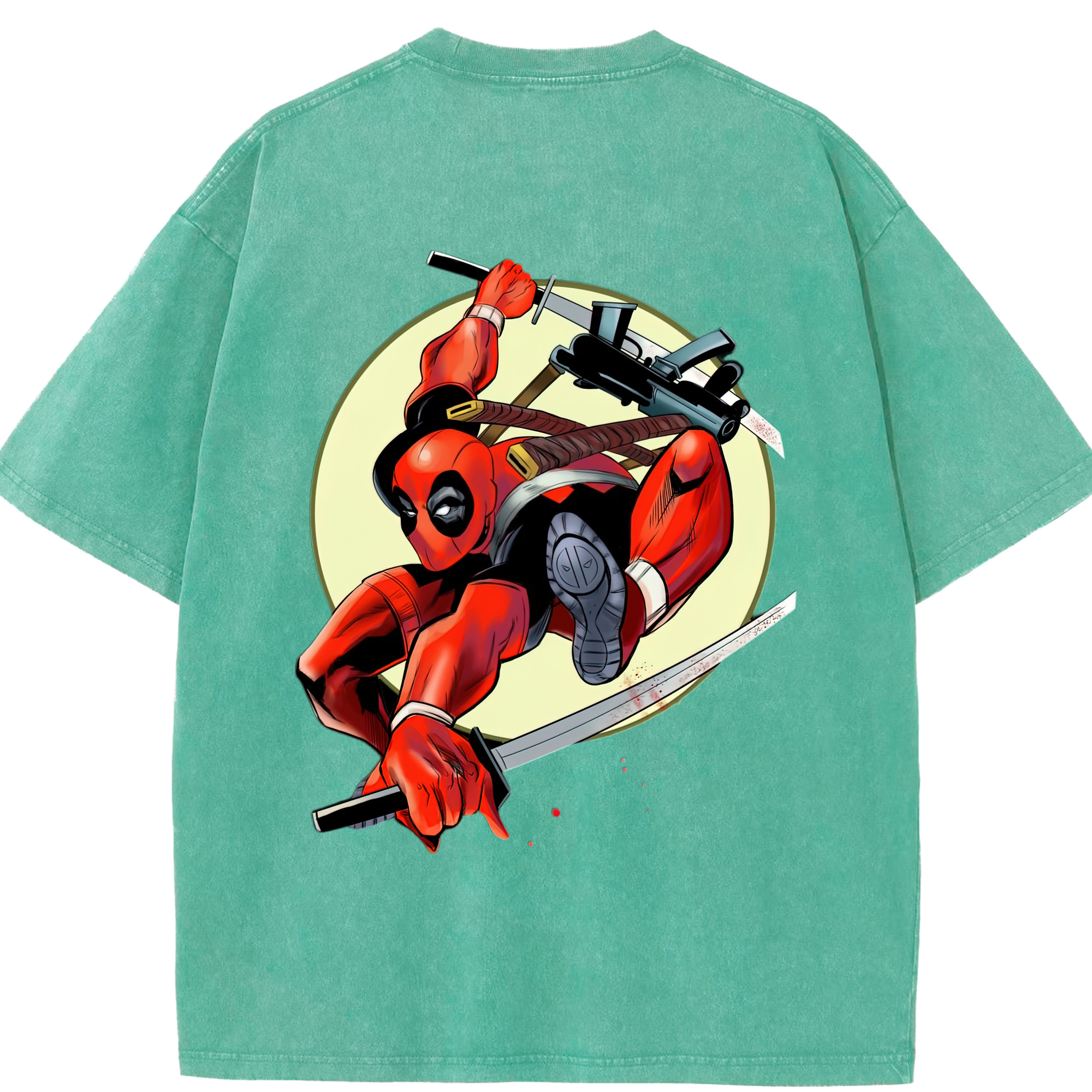 （画像用） Deadpool デッドプール 綿100% ヴィンテージ風 半袖Tシャツ（背面プリント）